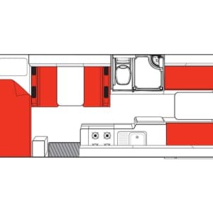 Mighty Big Six Motorhome – 6 Berth Layout 1